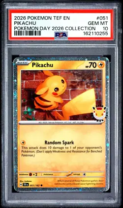 2026 POKEMON TEF EN-TEMPORAL FORCES POKEMON DAY 2026 COLLECTION PIKACHU PSA 10 - Image 1
