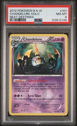 CHANDELURE 2012 B & W NEXT DESTINIES HOLO SECRET RARE 101/99 PSA 8 NM-MT - Image 1