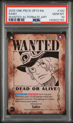 2025 ONE PIECE OP13-CARRYING ON HIS WILL WANTED ALTERNATE ART #120 SABO PSA 10 - Image 1