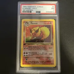 1999 POKEMON JUNGLE 1ST EDITION #3 FLAREON-HOLO PSA 7 - Image 1