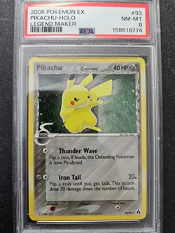 Pokemon PSA 8 EX Legend Maker Pikachu Holo Secret Rare 93/92 NM-MINT - Image 1