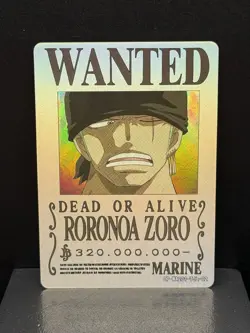 Roronoa Zoro Marine One Piece Wanted Dead or Alive Card OPDR02-TJL-02 Holo - Image 1