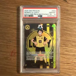 2025 One Piece EN BVB x One Piece Matchday '25 #3 Monkey D. Luffy PSA 10 GEM MT - Image 1