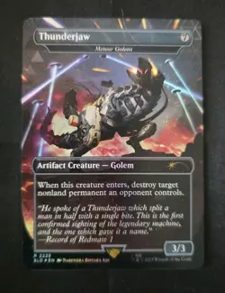 Thunderjaw Meteor Golem Borderless Rainbow Foil Secret Lair MTG Magic - Image 1