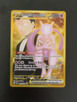 NM Team Rocket's Mewtwo ex 240/182 Destined Rivals Hyper Rare Pokemon NM - Image 1