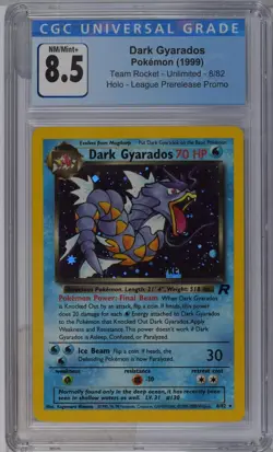 CGC 8.5 Dark Gyarados Pokemon 1999 Team Rocket Unlimited 8/82 Prerelease Promo - Image 1