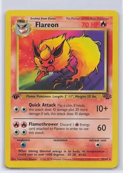 Flareon 19/64 Rare Jungle Pokemon 1st Edition Moderately Played - Image 1