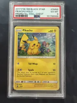 PSA 6 2017 POKEMON SM BLACK STAR PROMO #SM86 PIKACHU HOLO PROMO - Image 1