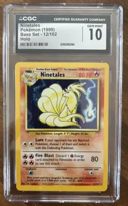 Pokemon TCG Ninetales Base Set 1999 CGC 10 Gem Mint Rare 12/102 - Image 1