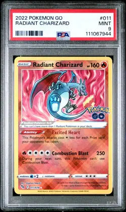 Pokemon TCG- Radiant Charizard 011/078 Radiant Rare- Pokemon GO- PSA 9 - Image 1