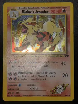 Blaine's Arcanine 1/132 Gym Challenge Unlimited Holo Pokemon Card HP - Image 2