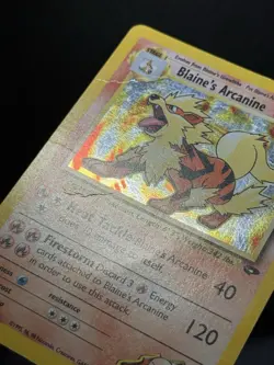 Blaine's Arcanine 1/132 Gym Challenge Unlimited Holo Pokemon Card HP - Image 4