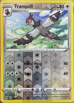 Tranquill Reverse Holo - 144/192 - Rebel Clash Pokemon 2020 - Image 1