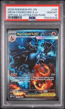2025 POKEMON PFL EN-PHANTASMAL FLAMES #125 MEGA CHARIZARD X EX PSA 10 - Image 1