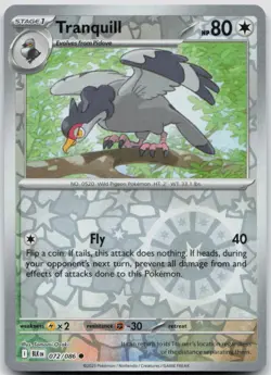 Tranquill 072/086 Reverse Holo SV: Black Bolt Pokemon NM - Image 1