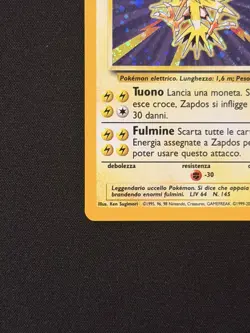 Zapdos Holo 16/102 Base Set ITA Unlimited WOTC Pokemon Vintage Originale - Image 4