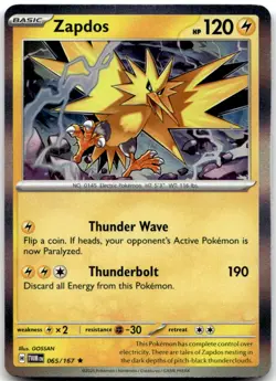 Zapdos 065/167 Holo Rare SV06: Twilight Masquerade Pokemon NM - Image 1