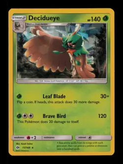 DECIDUEYE (CRACKED ICE HOLO) HOLO RARE 11/149 LP POKEMON - Image 1