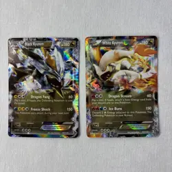 Black Kyurem + White Kyurem EX Pokemon Holo BW Boundaries Crossed 2012 - Played - Image 1