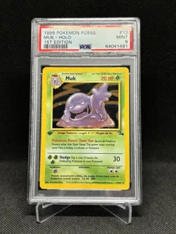 1999 Pokemon Fossil #13 Muk Holo 1st Edition PSA 9 Mint - Image 1