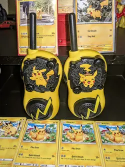 Huge 27-Card Pikachu Pokemon Lot + 2 Pikachu Walkie Talkies Bundle Pokemon Cards - Image 2