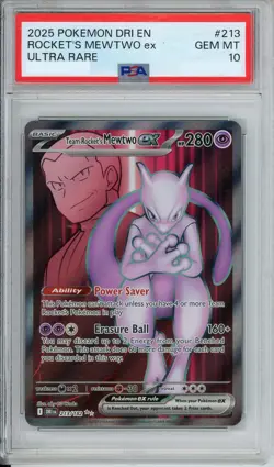 Team Rocket's Mewtwo ex 213/182 Destined Rivals (2025) Full Art Holo PSA 10 - Image 1