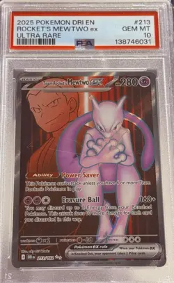 Pokemon TCG Team Rocket's Mewtwo Ex 213/182 Ultra Rare PSA 10 Gem Mint - Image 1
