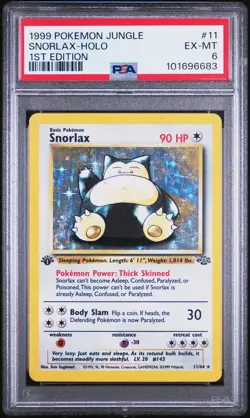 1999 POKEMON JUNGLE 1ST EDITION #11 SNORLAX-HOLO PSA 6 - Image 1