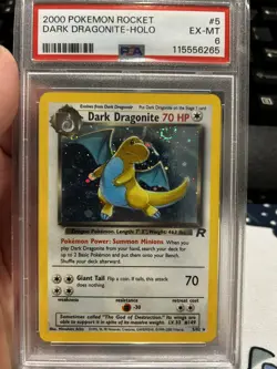 2000 POKEMON ROCKET #5 DARK DRAGONITE-HOLO PSA 6 Big swirl - Image 1
