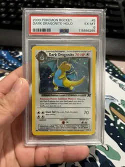 2000 POKEMON ROCKET #5 DARK DRAGONITE-HOLO PSA 6 Big swirl - Image 3