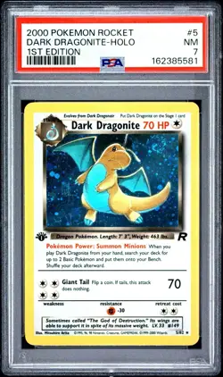 2000 POKEMON ROCKET 1ST EDITION #5 DARK DRAGONITE-HOLO PSA 7 SWIRL! - Image 1