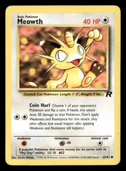 Meowth - 62/82 - Common - Team Rocket - Pokemon Card - MP - Image 1