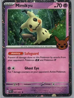 Mimikyu 037/091 Holo Rare Trick or Trade BOOster 2024 Pokemon Holo NM - Image 1