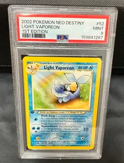 2002 Pokemon Neo Destiny 1st Edition LIGHT VAPOREON 52/105 - PSA 9 MINT - Image 1