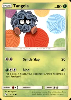 Tangela 1/214 Common Lost Thunder Pokemon Near Mint - Image 1