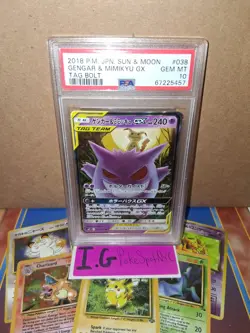 Pokemon 2018 Tag Bolt Japanese Gengar & Mimikyu Gx PSA 10 Gem Mint #038 - Image 1