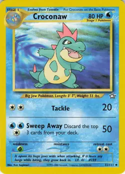 Croconaw 32/111 Uncommon Neo Genesis Pokemon Unlimited Lightly Played - Image 1