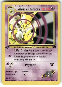 Sabrina's Kadabra 58/132 Gym Challenge 1st Edition Pokemon LP - Image 1