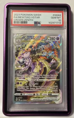 2023 POKEMON SWORD & SHIELD CROWN ZENITH #GG44 FULL ART/MEWTWO VSTAR PSA 10 - Image 1