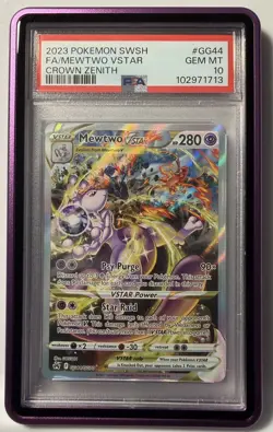 2023 POKEMON SWORD & SHIELD CROWN ZENITH #GG44 FULL ART/MEWTWO VSTAR PSA 10 - Image 2