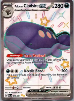 Paldean Clodsire ex 219/091 Paldean Fates Pokemon TCG Holo Shiny Ultra Rare NM - Image 1