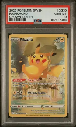 PSA 10 Pikachu #GG30 Full Art 2023 Pokemon SwSh Crown Zenith Galarian Gallery - Image 3