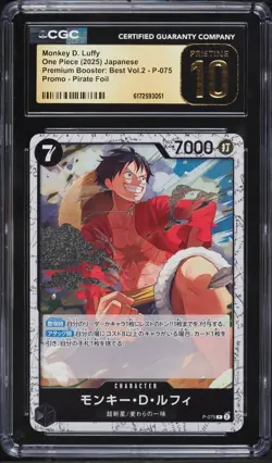 CGC 10 Pristine One Piece Monkey D. Luffy P-075 Promo Pirate Foil Jpn - Image 1