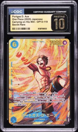 ✨✨ CGC PRISTINE 10 Portgas D. Ace OP13-119 SEC Japanese ONE PIECE - Image 1