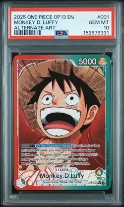 2025 ONE PIECE OP13-CARRYING ON HIS WILL ALTERNATE ART MONKEY D. LUFFY PSA 10 - Image 1