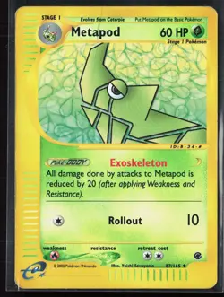 Metapod 87/165 Expedition 2002 Reverse Holo Vintage E-Series Pokemon Card - Image 1