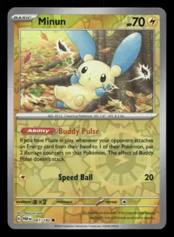 Minun 061/182 Paradox Rift Reverse Holo NM/M Pokemon - Image 1