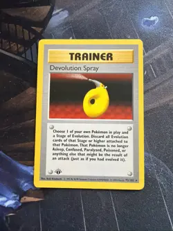 1999 Pokemon DEVOLUTION SPRAY Base Set 1ST EDITION Shadowless RARE 72/102 LP - Image 1