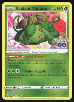 Pokemon GO Radiant Venusaur 004/078 Radiant Rare Pokemon Holo NM/M - Image 1