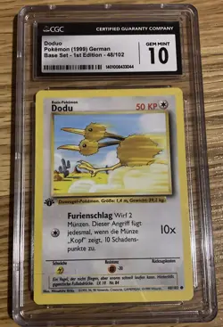 Doduo Base Set GERMAN 1st Edition Pokemon GEM Mint 10 CGC Graded 48/102 WOTC TCG - Image 1